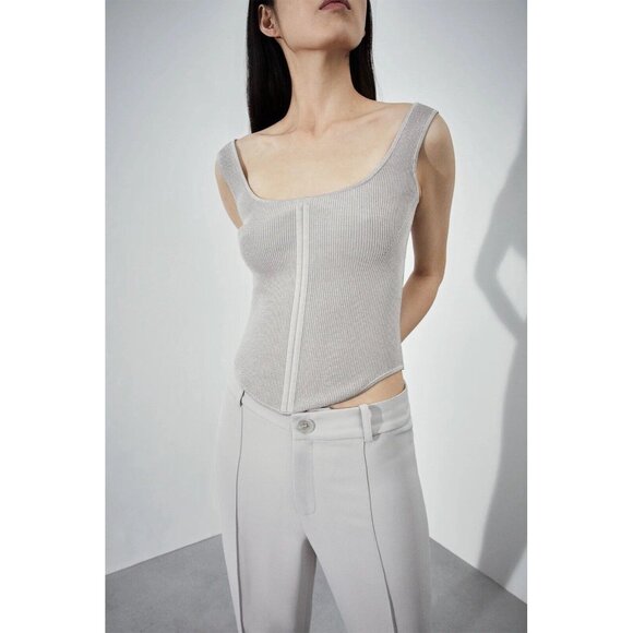 ET OCHS Mandy Corset Top Porcelain Grey - Picture 1 of 7